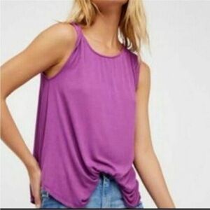 Free People Purple Ribbed Twist Open‎ Back Tank Size XS, NWT!